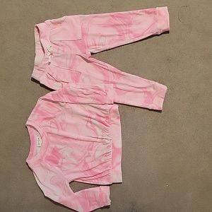 Cat & Jack Toddler Girls Warm Fleece Tie-Dye Pullover & Jogger Pant Pink 3T